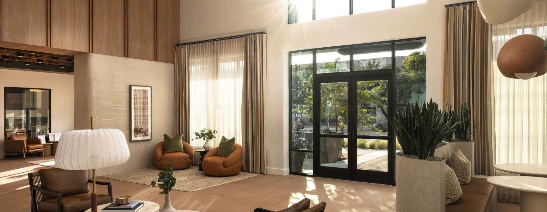 Resident social lounge at Odell Apartments